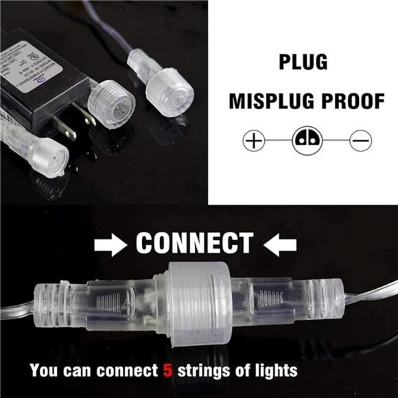 864 LED 12" 24 Tubes Waterproof Christmas Lights Snow Falling Rain Icicle - Picture 6 of 7